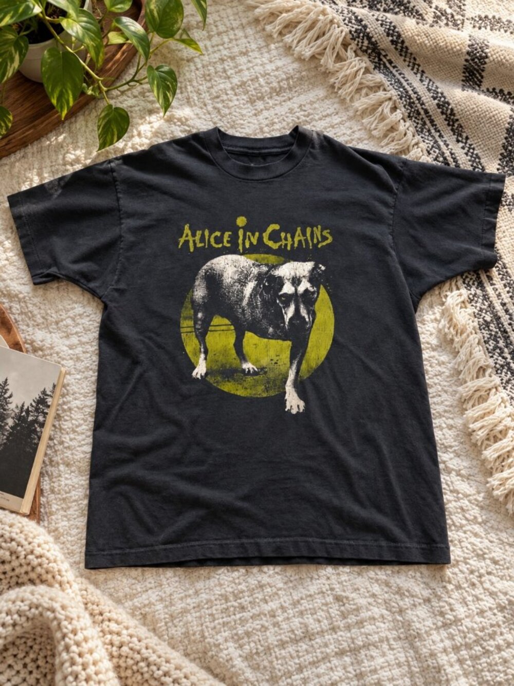 Alice In Chains Dog Graphic T-Shirt Black Unisex